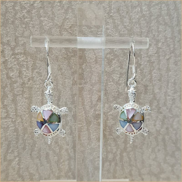 Boucles d’oreilles tortue en nacre multicolore “EN1136.M”