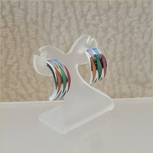 Boucles d’oreilles demi créoles en nacre multicolore “EN1137.M”