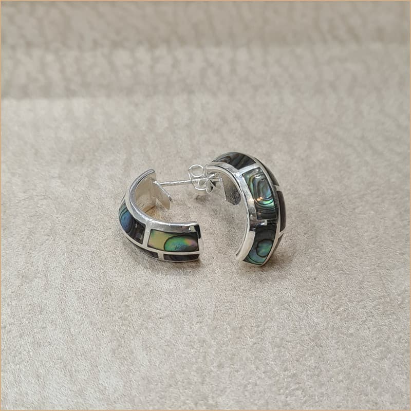 Boucles d’oreilles demi créoles en abalone “EN1138.A”