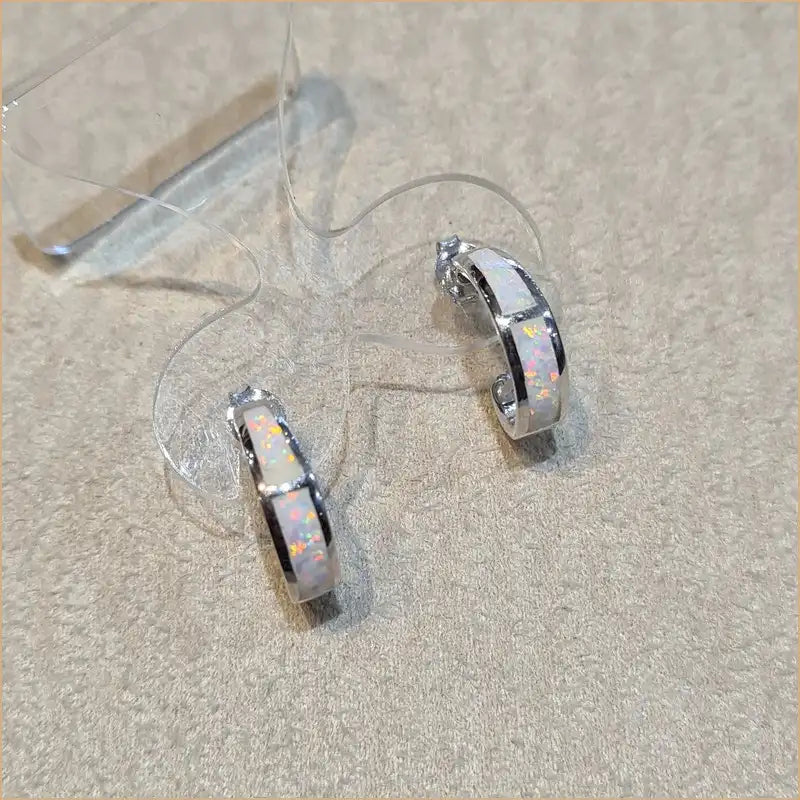 boucles d'oreilles opaline blanche "EO105.W"
