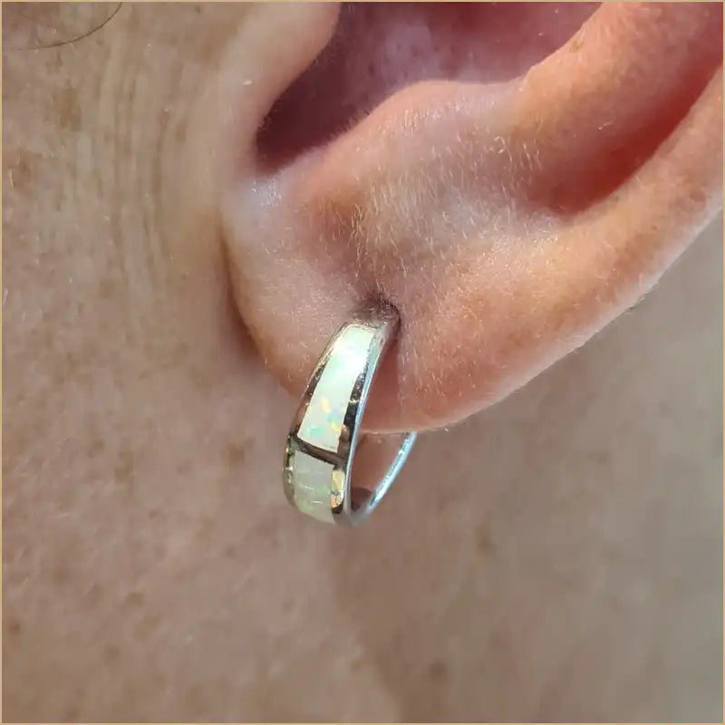 boucles d'oreilles opaline blanche "EO105.W"