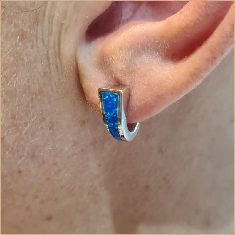 boucles d'oreilles opaline bleue "EO106.B"