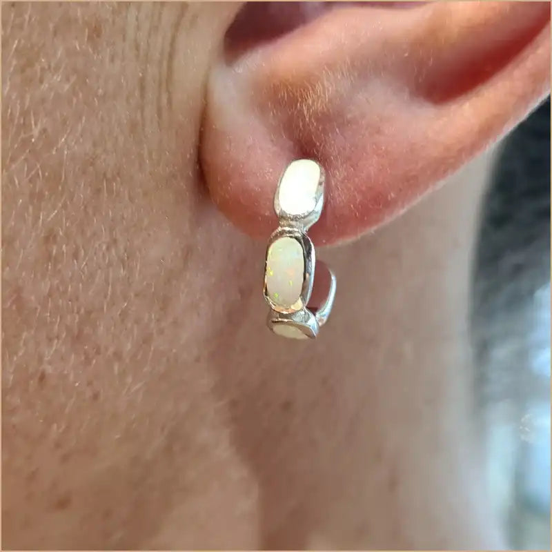 boucles d'oreilles opaline blanche "EO107.W"