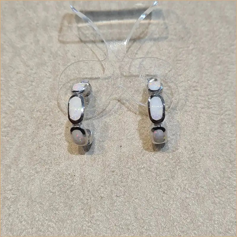 boucles d'oreilles opaline blanche "EO107.W"