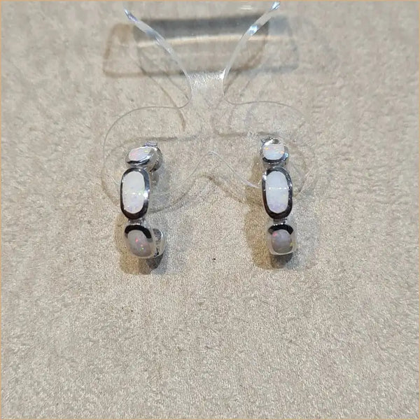 boucles d'oreilles opaline blanche "EO107.W"