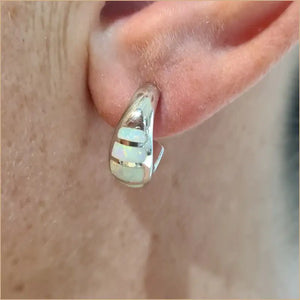 boucles d'oreilles opaline blanche "EO108.W"