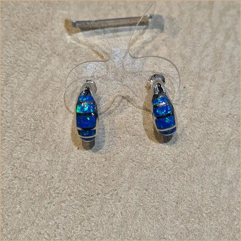 boucles d'oreilles opaline bleue "EO108.B"