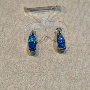 boucles d'oreilles opaline bleue "EO108.B"