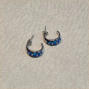 boucles d'oreilles opaline bleue "EO108.B"