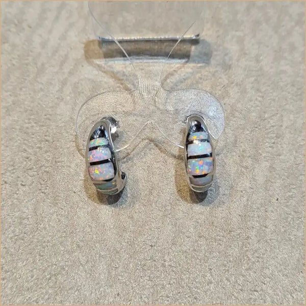 boucles d'oreilles opaline blanche "EO108.W"