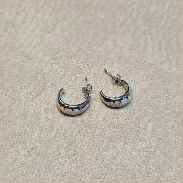 boucles d'oreilles opaline blanche "EO108.W"