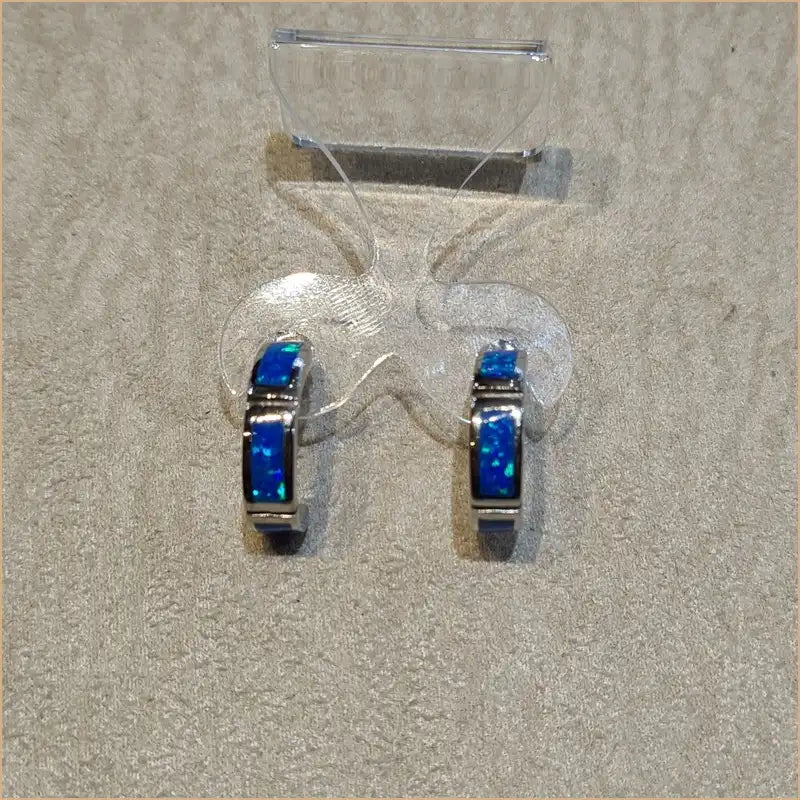 Boucles d'oreilles opaline bleue "EO110.B"