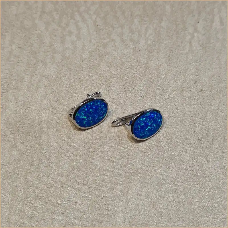 Boucles d'oreilles opaline bleue "EO111.B"