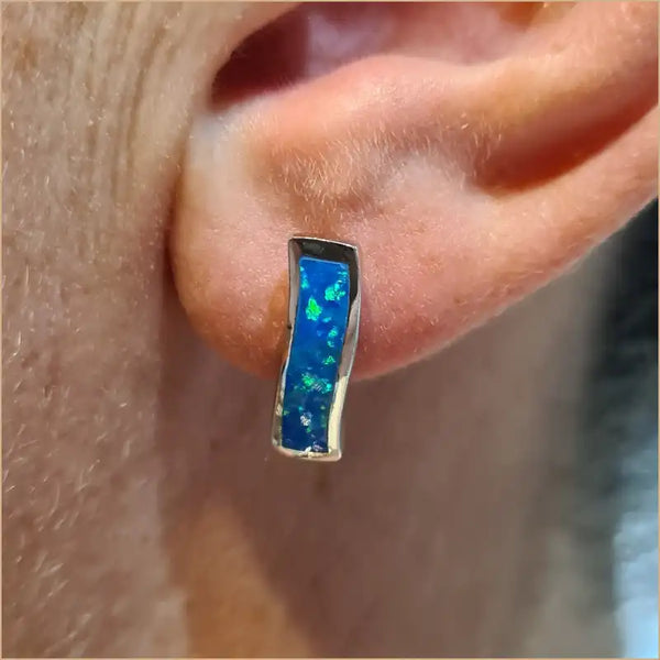 Boucles d'oreilles opaline bleue "EO112.B"