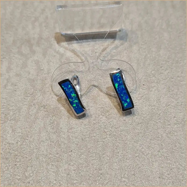 Boucles d'oreilles opaline bleue "EO112.B"