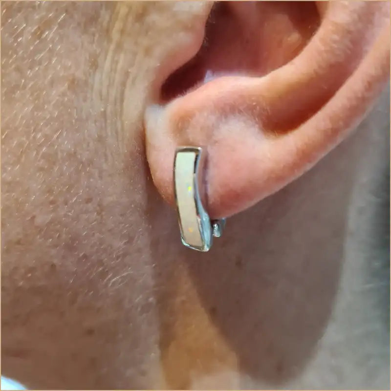 Boucles d'oreilles opaline blanche "EO112.W"