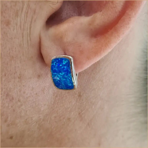 Boucles d'oreilles opaline bleue "EO113.B"