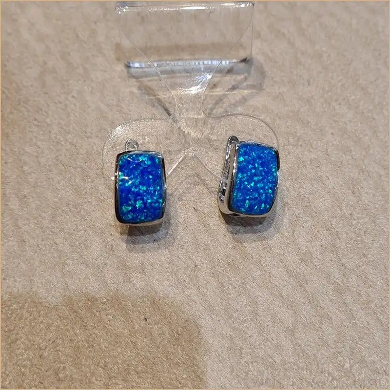 Boucles d'oreilles opaline bleue "EO113.B"