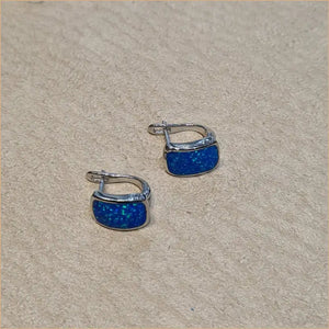 Boucles d'oreilles opaline bleue "EO113.B"