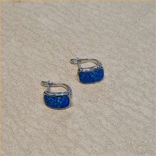 Boucles d'oreilles opaline bleue "EO113.B"