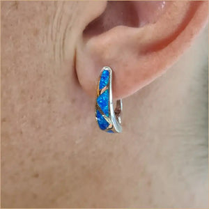 Boucles d'oreilles opaline bleue "EO114.B"