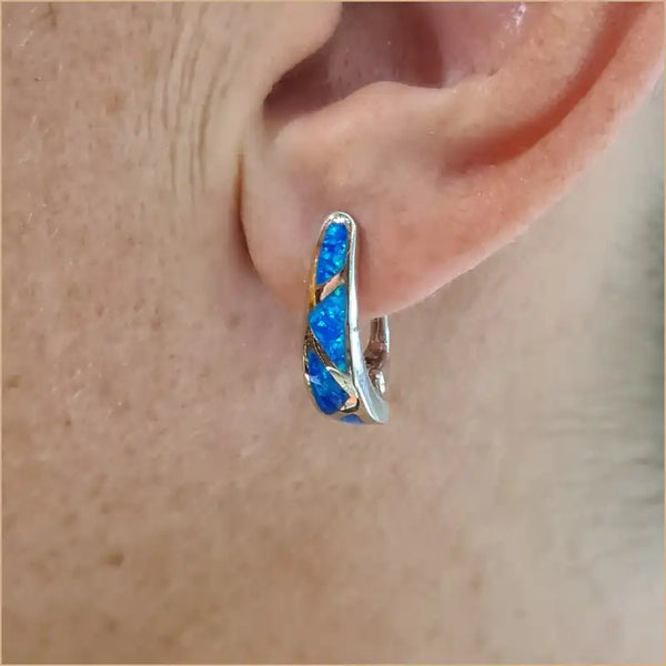 Boucles d'oreilles opaline bleue "EO114.B"