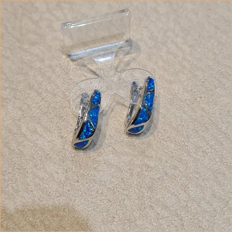 Boucles d'oreilles opaline bleue "EO114.B"
