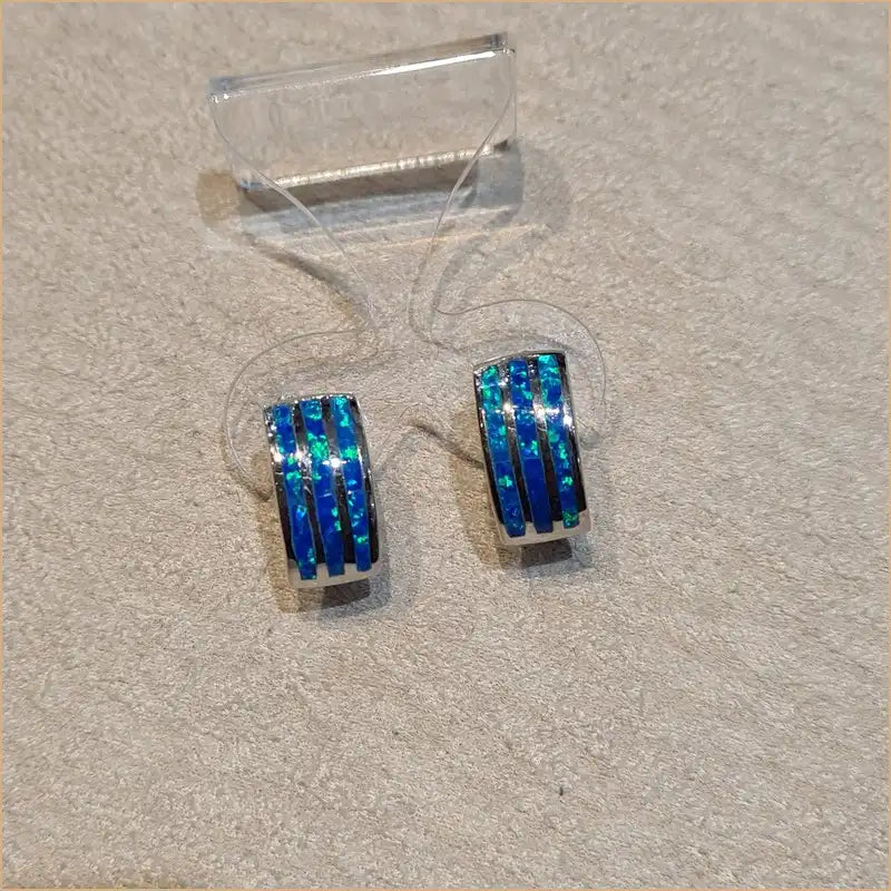 Boucles d'oreilles opaline bleue "EO116.B"