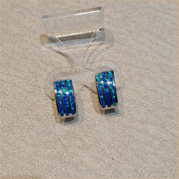 Boucles d'oreilles opaline bleue "EO116.B"