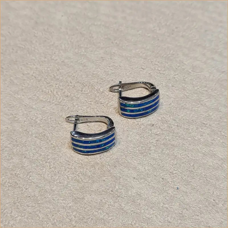 Boucles d'oreilles opaline bleue "EO116.B"