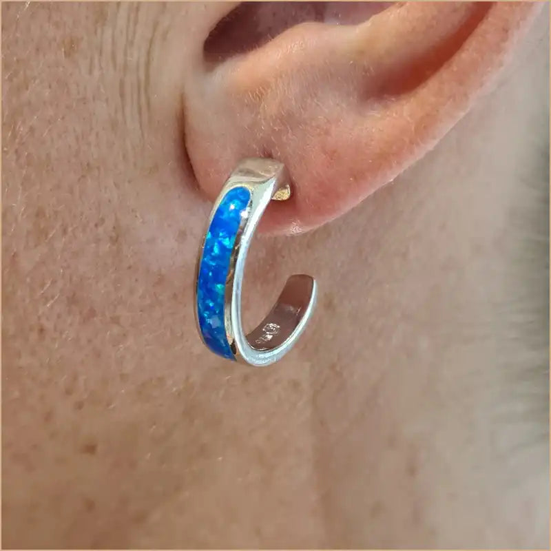 Boucles d'oreilles opaline bleue "EO117.B"