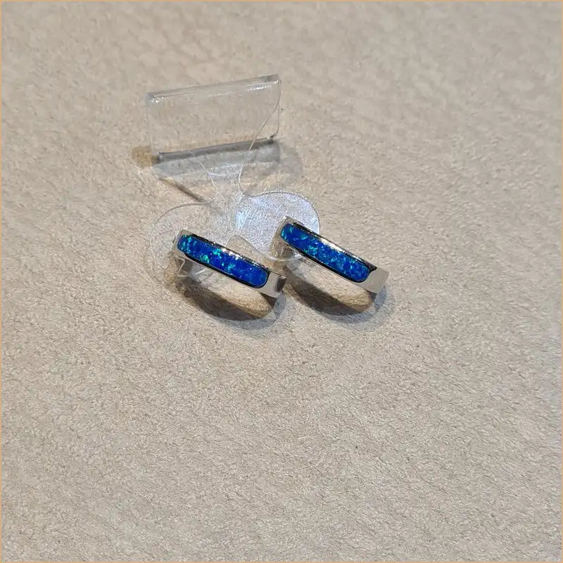 Boucles d'oreilles opaline bleue "EO117.B"