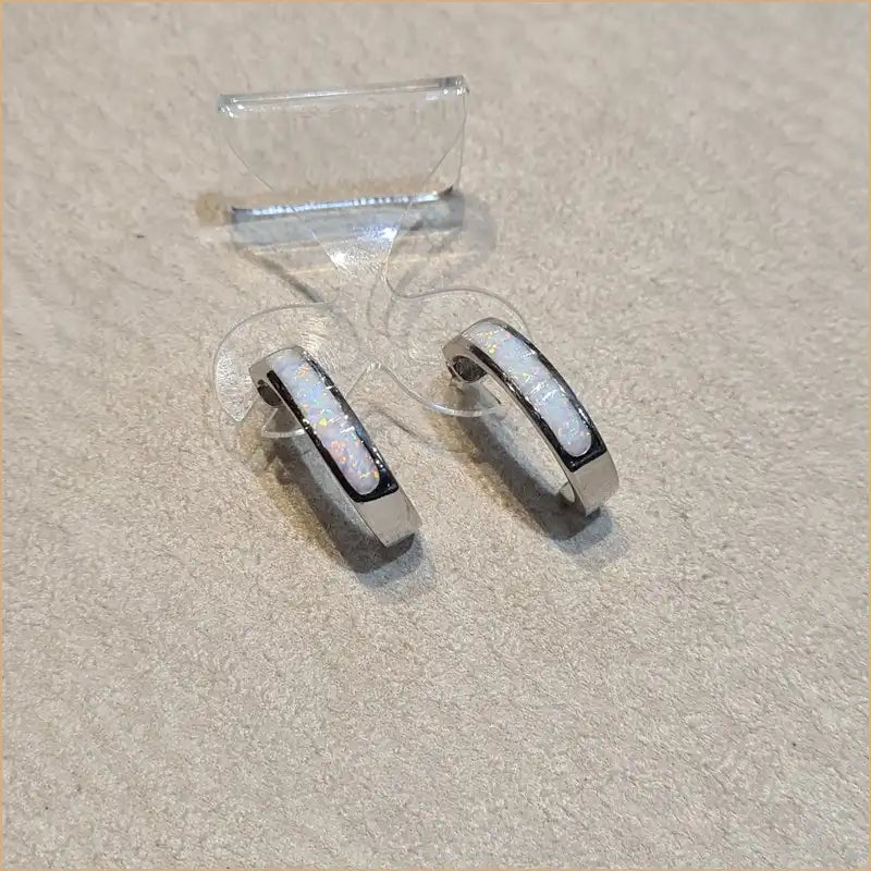 Boucles d'oreilles opaline blanche "EO117.W"