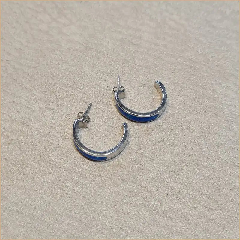 Boucles d'oreilles opaline bleue "EO117.B"