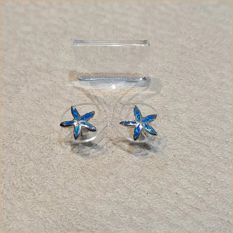 Boucles d'oreilles étoile de mer opaline bleue "EO118.B"