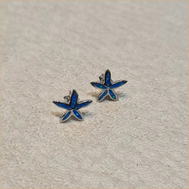 Boucles d'oreilles étoile de mer opaline bleue "EO118.B"