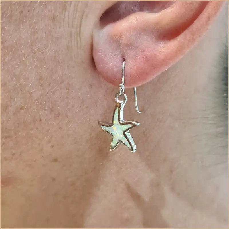 Boucles d'oreilles opaline blanche "EO120.W"