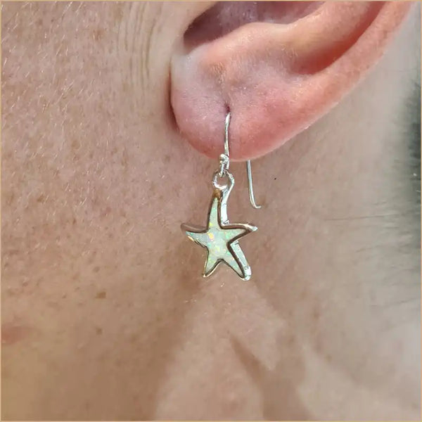 Boucles d'oreilles opaline blanche "EO120.W"