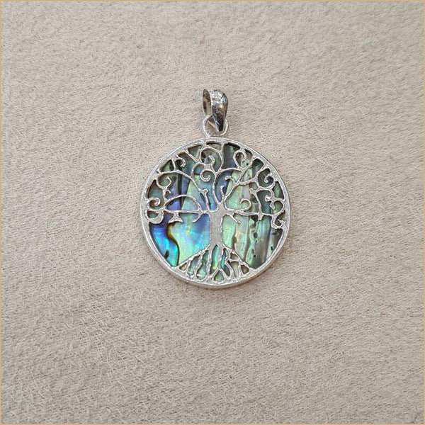 Pendentif recto verso abalone gravé d’un arbre de vie “PN1080.A”