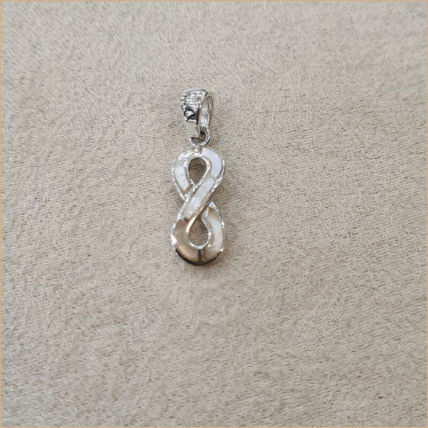 Pendentif infini en nacre blanche "PN1096.W"