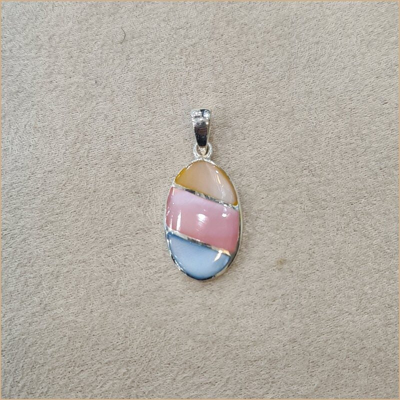 Pendentif ovale en nacre multicolore "PN1118.M"