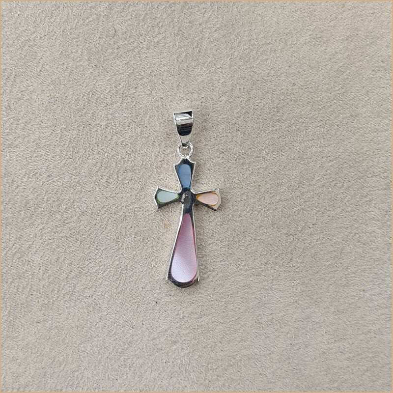 Pendentif croix en nacre multicouleur “PN1123.M”
