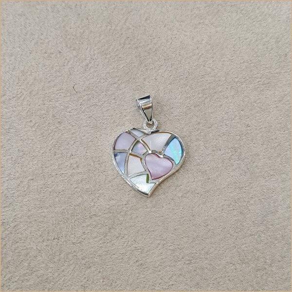 Pendentif coeur en nacre multicolore “PN1125.M”