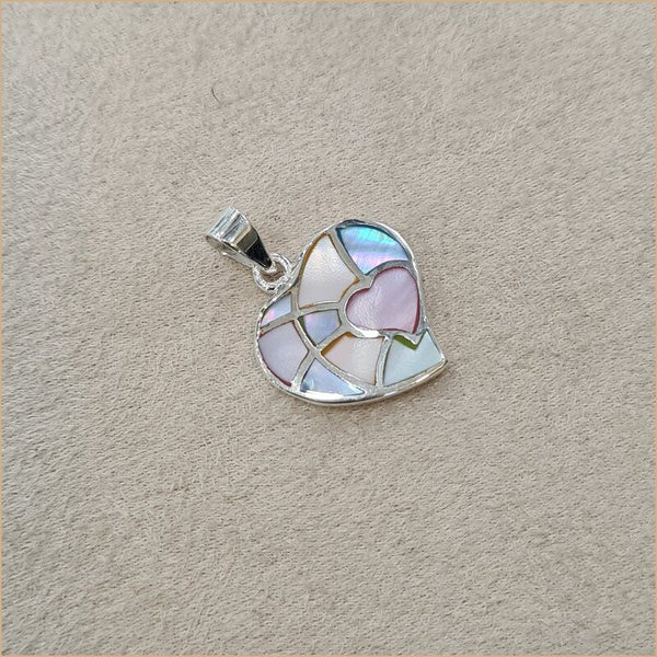 Pendentif coeur en nacre multicolore “PN1125.M”