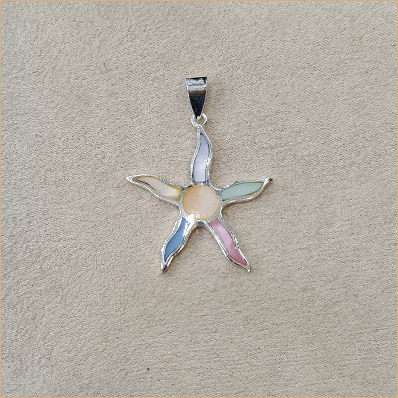 Pendentif étoile en nacre multicolore "PN1129.M"
