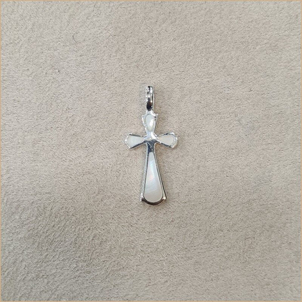 Pendentif croix en nacre blanche "PN1132.W"