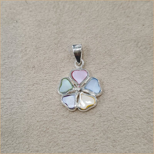 Pendentif fleur trèfle en nacre multicolore "PN1134.M"