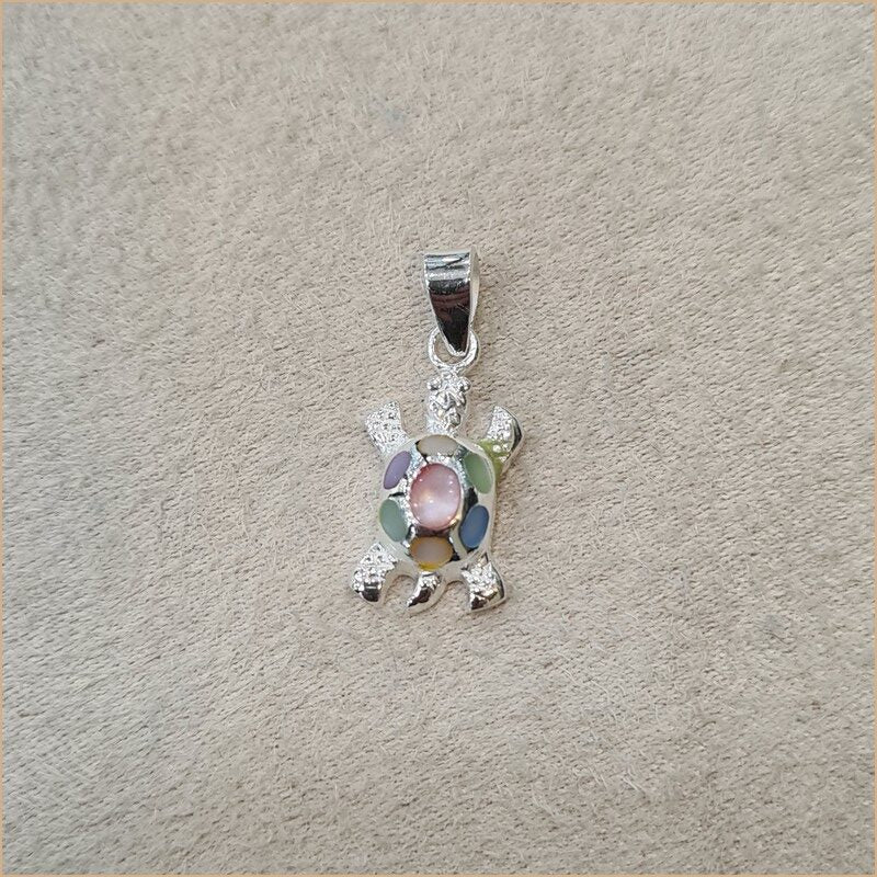 Pendentif tortue en nacre multicolore "PN1140.M"