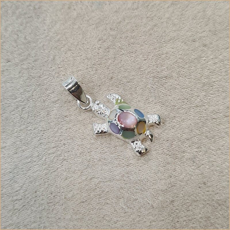 Pendentif tortue en nacre multicolore "PN1140.M"