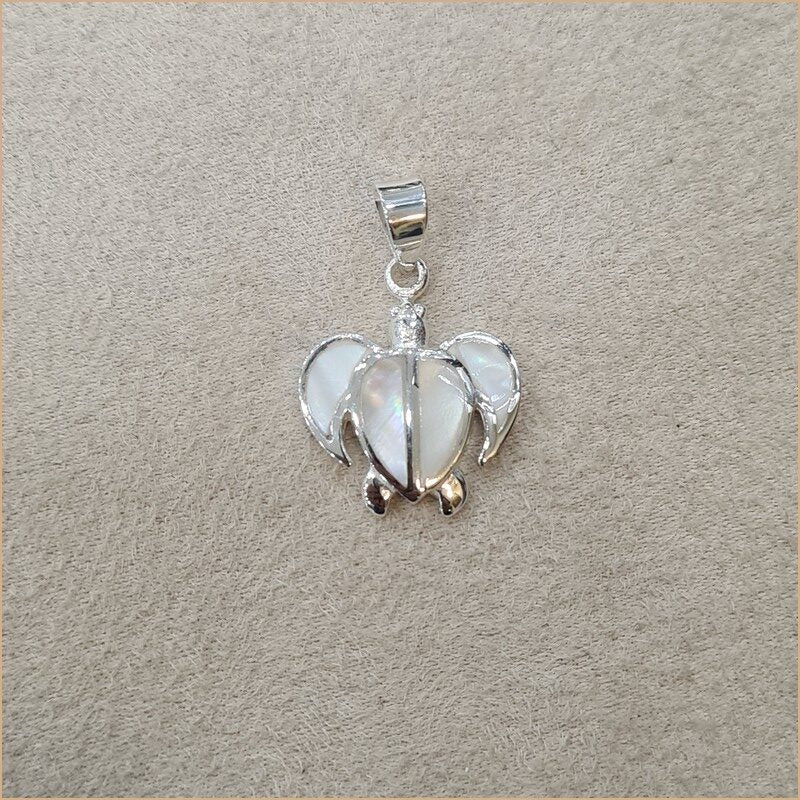 Pendentif tortue en nacre blanche "PN501.W"